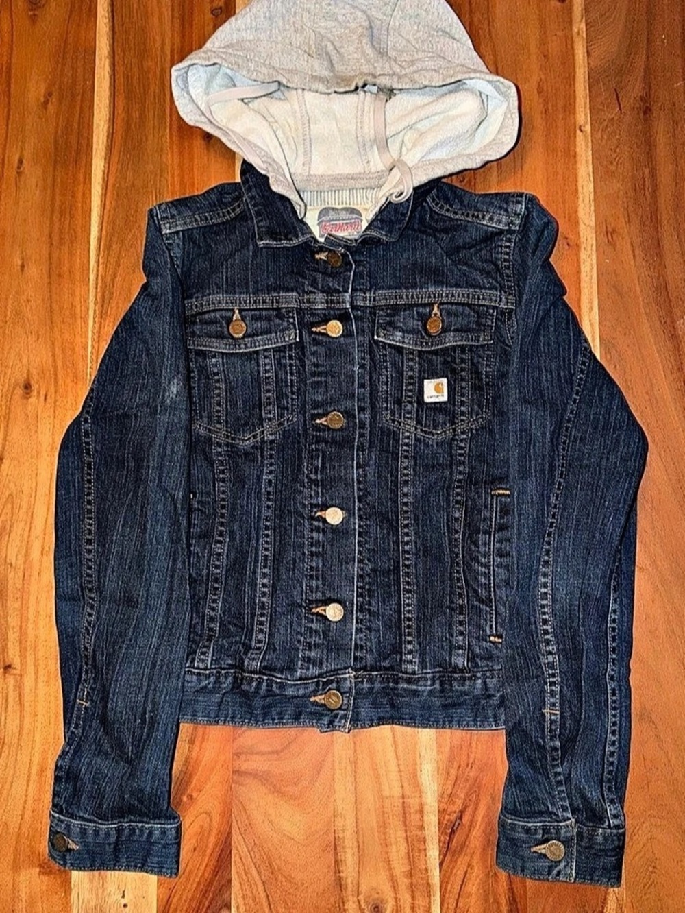 Carhartt Women’s Small Denim Detroit Jacket Blue & Gray #034